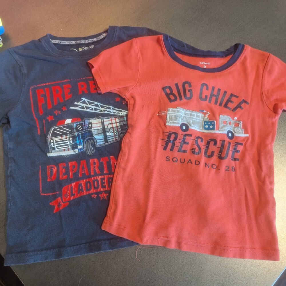 Bundle of Applique Firetruck PJ Tops